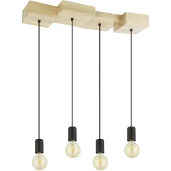 Eglo Pendellampe Halkin Braun/Schwarz Stahl/Holz 25 cm 110 cm - Material: Holz/Stahl - Pendellampe