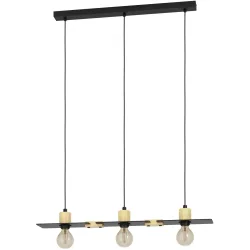 Eglo Pendellampe Bramerton Braun/Schwarz Stahl/Holz 12 cm 110 cm - Material: Holz/Stahl - Pendellampe