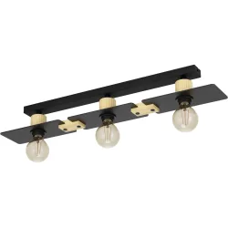 Eglo Deckenlampe Bramerton Braun/Schwarz Stahl/Holz 12 cm 10 cm - Material: Holz/Stahl - Deckenlampe