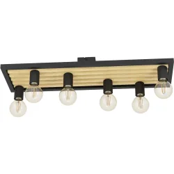 Eglo Deckenlampe Consett Braun/Schwarz Stahl/Holz 25 cm 11.5 cm - Material: Holz/Stahl - Deckenlampe