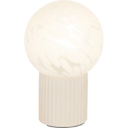 Tischlampe Alva Beige/Weiss Keramik/Glas 15 cm 23 cm - Farbe: Beige, Weiss - Material: Keramik, Glas - Tischlampe
