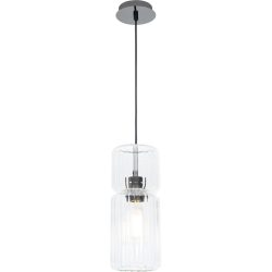 Pendellampe Harmon Grau/Transparent Glas/Metall 13.2 cm 120 cm - Farbe: Anthrazit matt/Transparent - Material: Metall/Glas - Pendellampe