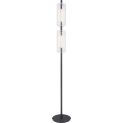 Stehlampe Lima Schwarz Glas/Metall 25 cm 160 cm - LED - Lichtfarbe: Extra warmweiss - Material: Metall/Glas - Stehlampe- LED Energiesparlampe