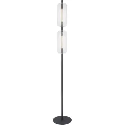 Stehlampe Lima Schwarz Glas/Metall 25 cm 160 cm - LED - Lichtfarbe: Extra warmweiss - Material: Metall/Glas - Stehlampe- LED Energiesparlampe