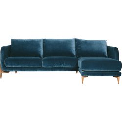 Ecksofa Leya Blau Stoff 250 cm 152 cm - Farbe: navy blau - Ecksofa