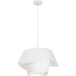 Pendellampe Esla Weiss Metall/Stoff 40 cm 150 cm - Farbe: weiss matt - Material: Metall/ Stoff - Pendellampe