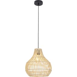 Pendellampe Belize Braun/Schwarz Eisen/Rattan 33 cm 35 cm - Farbe: natur/schwarz - Pendellampe