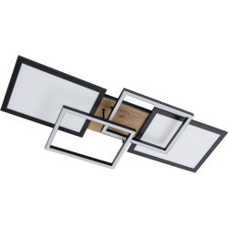Deckenlampe Oakland Braun/Schwarz Holz/Kunststoff 28 cm 11 cm - Farbe: schwarz-nussbraun - LED - Lichtfarbe: Warmweiss - Deckenlampe- LED