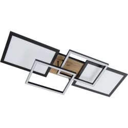 Deckenlampe Oakland Braun/Schwarz Holz/Kunststoff 28 cm 11 cm - Farbe: schwarz-nussbraun - LED - Lichtfarbe: Warmweiss - Deckenlampe- LED