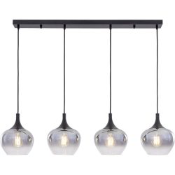 Pendellampe Tiara Schwarz/Transparent Glas/Metall 100 cm 120 cm - Material: Metall/Glas - Pendellampe