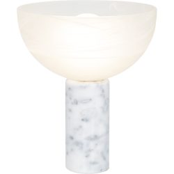 Tischlampe Neo Weiss Stein/Glas 28 cm 33 cm - Material: Marmor, glas - Tischlampe