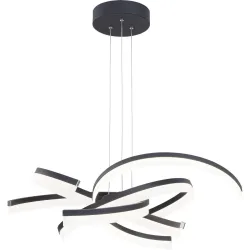 Pendellampe Zuma Grau Metall 53 cm 140 cm - Farbe: anthrazit matt - LED - Lichtfarbe: Extra warmweiss - Helles Neutralweiss - Pendellampe- LED
