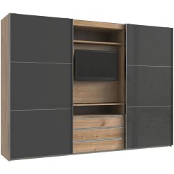 Kleiderschrank Macias Braun Holzwerkstoff 300 cm 65 cm 216 cm - Farbe: Plankeneiche - Kleiderschrank