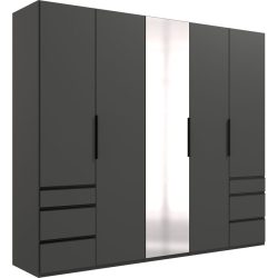 Kleiderschrank Sanko Grau Holz 250 cm 58 cm 216 cm - Farbe: graphit - Material: Holzwerkstoff - Kleiderschrank