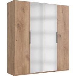Kleiderschrank Sanko Braun Holz 200 cm 58 cm 216 cm - Farbe: Plankeneiche - Material: Holzwerkstoff - Kleiderschrank