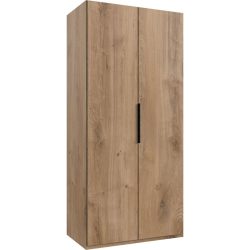 Kleiderschrank Sanko Braun Holz 100 cm 58 cm 216 cm - Farbe: Plankeneiche - Material: Holzwerkstoff - Kleiderschrank