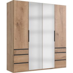 Kleiderschrank Sanko Braun Holz 200 cm 58 cm 216 cm - Farbe: Plankeneiche - Material: Holzwerkstoff - Kleiderschrank