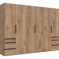 Kleiderschrank Sanko Braun Holz 300 cm 58 cm 216 cm - Farbe: Plankeneiche - Material: Holzwerkstoff - Kleiderschrank