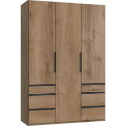 Kleiderschrank Sanko Braun Holz 150 cm 58 cm 216 cm - Farbe: Plankeneiche - Material: Holzwerkstoff - Kleiderschrank
