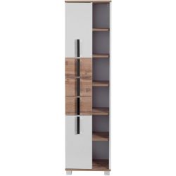 Hochschrank Sezai Weiss Holzwerkstoff 41.9 cm 32 cm 163.7 cm - Farbe: eiche landhaus/weiss - Hochschrank