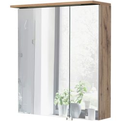 Spiegelschrank Esja Braun Holzwerkstoff/Glas/Metall 60 cm 72.3 cm 24 cm - Farbe: eiche landhaus - Lichtfarbe: Helles Neutralweiss - Spiegelschrank