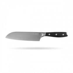 Sola Santokumesser Lunasol Grau Stahl 18 cm - Farbe: chrom - Material: Damaszener Stahl - Santokumesser