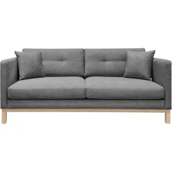 Sofa Woody Grau Stoff 208 cm 89 cm - Farbe: Dunkelgrau - Sofa