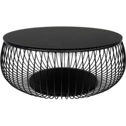 Salontisch Dur Schwarz Glas/Metall 86 cm - Material: Metall/Glas - Salontisch