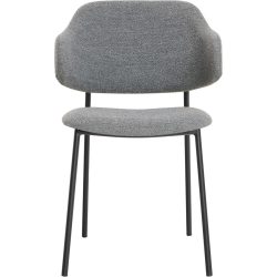 Armlehnstuhl 2er-Set Lok Grau Stoff/Metall/Polyester 54 cm - Farbe: Dunkelgrau - Material: Bouclé Stoff/Metall/Polyester - Armlehnstuhl 2er-Set