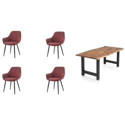 Essgruppe Eats Braun Holz - Farbe: natur - Material: Akazie/Cordstoff - Essgruppe