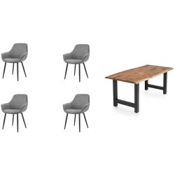 Essgruppe Eats Braun/Grau Holz - Farbe: natur - Material: Akazie/Cordstoff - Essgruppe