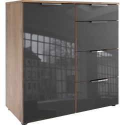 Kommode Sanko Braun/Grau Holzwerkstoff 81 cm 41 cm - Farbe: Plankeneiche/graphit - Kommode