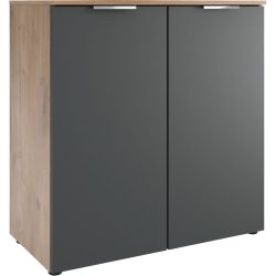 Kommode Sanko Braun/Grau Holzwerkstoff 81 cm 41 cm - Farbe: Plankeneiche/graphit - Kommode