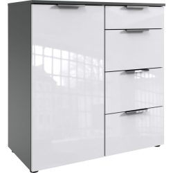 Kommode Sanko Weiss Holzwerkstoff 81 cm 41 cm - Farbe: Weiss/graphit - Kommode