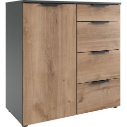 Kommode Sanko Braun/Grau Holzwerkstoff 81 cm 41 cm - Farbe: Plankeneiche/graphit - Kommode