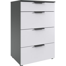 Kommode Sanko Weiss Holzwerkstoff 54 cm 41 cm - Farbe: Weiss/graphit - Kommode
