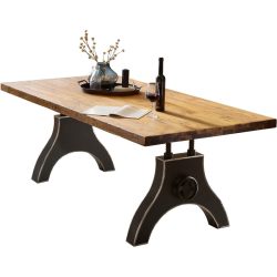 Esstisch Yum Braun/Schwarz Metall/Holz 200 cm - Farbe: natur - Material: Teak, Metall - Esstisch