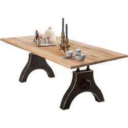 Esstisch Yum Braun/Schwarz Holz/Metall 180 cm - Farbe: natur - Material: Wildeiche - Esstisch