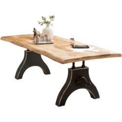 Esstisch Yum Braun/Schwarz Holz/Metall 220 cm - Farbe: natur - Material: Mangoholz massiv - Esstisch