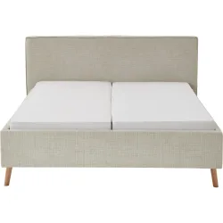 Bett Lina Beige/Grau Polyester 160 x 200 cm - Farbe: Greige - Bett