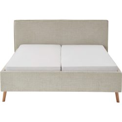 Bett Lina Beige/Grau Polyester 160 x 200 cm - Farbe: Greige - Bett