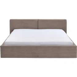Bett Lois Braun/Grau Polyester 160 x 200 cm - Farbe: taupe - Bett