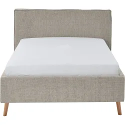 Bett Lina Beige/Grau Polyester 140 x 200 cm - Farbe: Greige - Bett