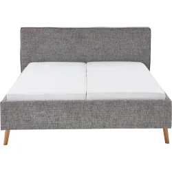 Bett Lina Grau Polyester 180 x 200 cm - Farbe: Mouse Grey - Bett