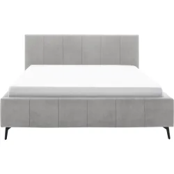 Bett Luzza Grau Polyester 160 x 200 cm - Farbe: hellgrau - Bett