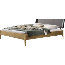 Hasena Bett Castello Braun/Grau Holz/Kunstleder 180 x 200 cm - Farbe: Natur, Dunkelgrau - Material: Eiche, Kunstleder - Bett
