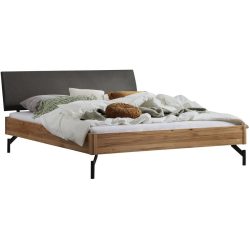 Hasena Bett Castello Braun Holz/Metall/Kunstleder 180 x 210 cm - Farbe: dunkelgrau, natur - Material: Wildbuche - Bett