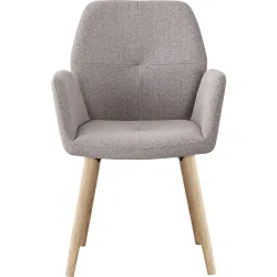 Stuhl Oslos Beige Polyester/Holz 59 cm - Material: Polyester/Eiche - Stuhl