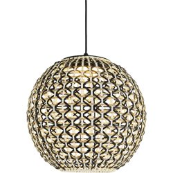 Pendellampe Eliana Schwarz/Weiss Kunststoff/Metall 40 cm 160 cm - Farbe: natur/schwarz - Lichtfarbe: Extra warmweiss - Pendellampe