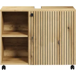 Waschbeckenunterschrank Garfield Braun Holzwerkstoff 80 cm 42 cm - Farbe: eiche - Waschbeckenunterschrank